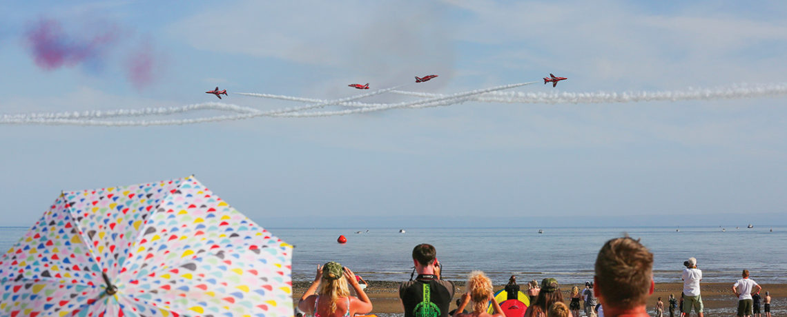 The Red Arrows Fly over Swansea Bay